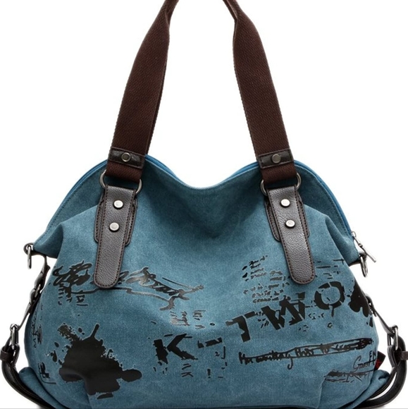 Chikencall Handbags - Blue Womens Handbag Casual Vintage Hobo Canvas Daily Purse